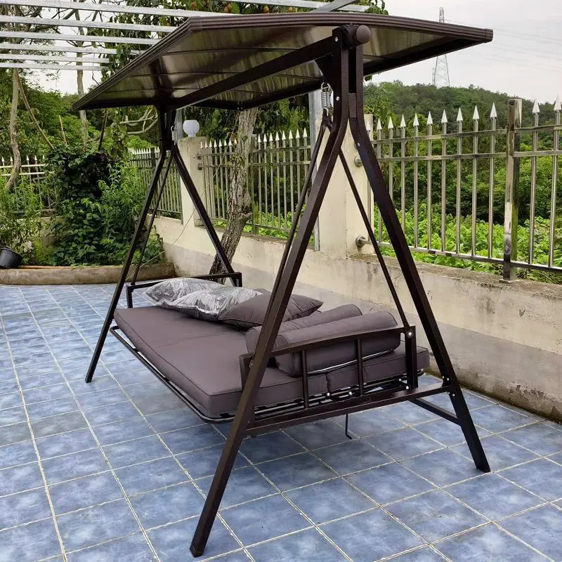 

Outdoor swing outdoor courtyard hanging chair wrought iron adult rocking garden balcony four people flat swing hammock