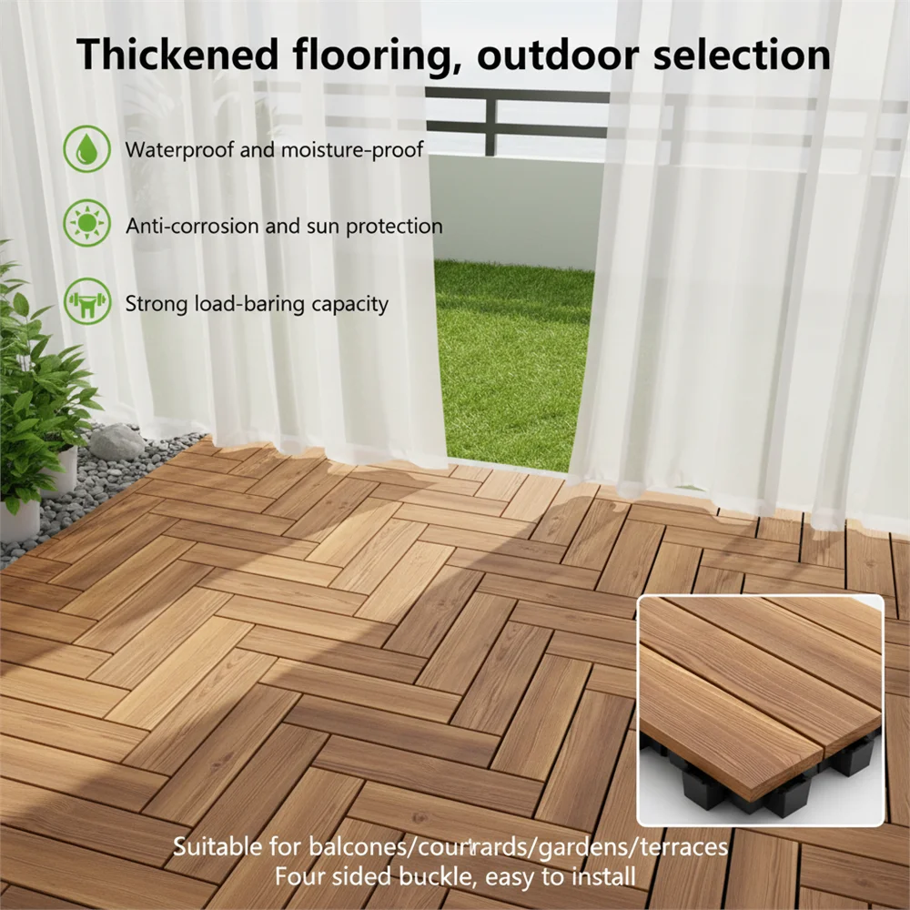 

Напольная плитка из массива дерева, 36 штук, для террасы, водонепроницаемая, 12x12 дюймов, с замковым соединением