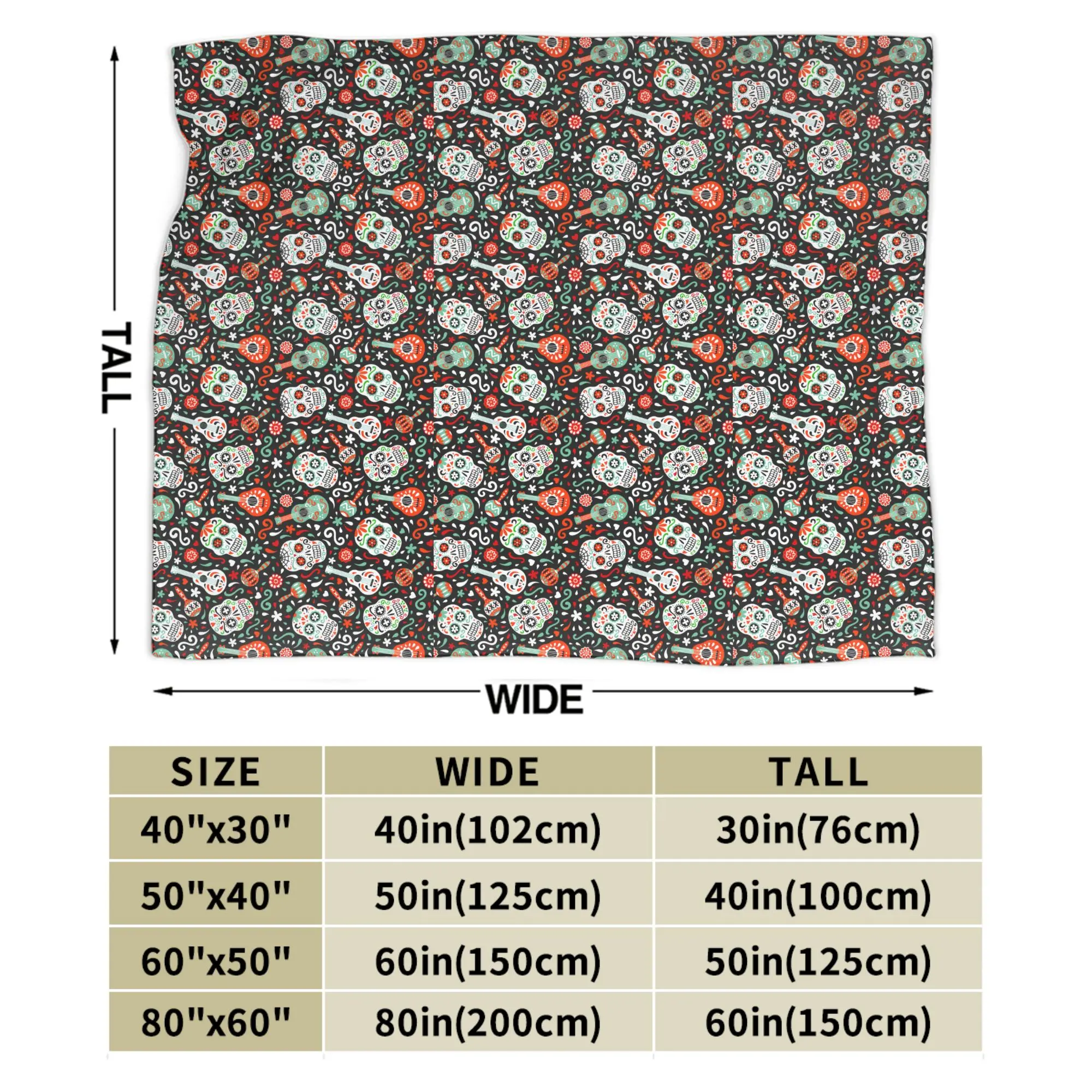 Day Of The Dead Sugar Skull Blanket Soft Flannel Fleece Warm Mexican Skeleton Gothic Throw Blankets for Car Bedding Sofa Quilt - view 5