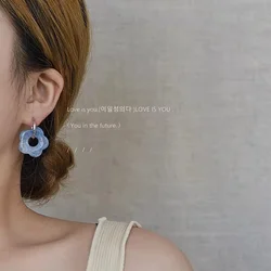 Colorful Acrylic Flower Resin Drop Earrings Stainless Steel Circle Hollow Women Jewelry Minimalist Modern Women's Ear Rings