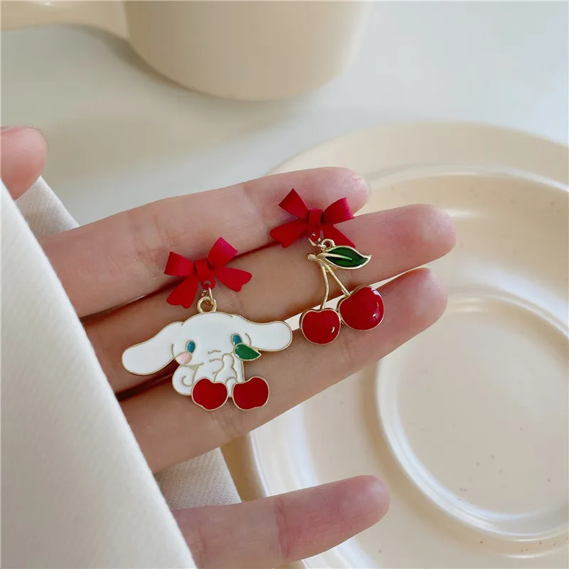 New Trend Cute Animal Dangle Earrings For Women Bowknot Flowers Cat Bear Asymmetrical Earring Girls Party Jewelry Gifts