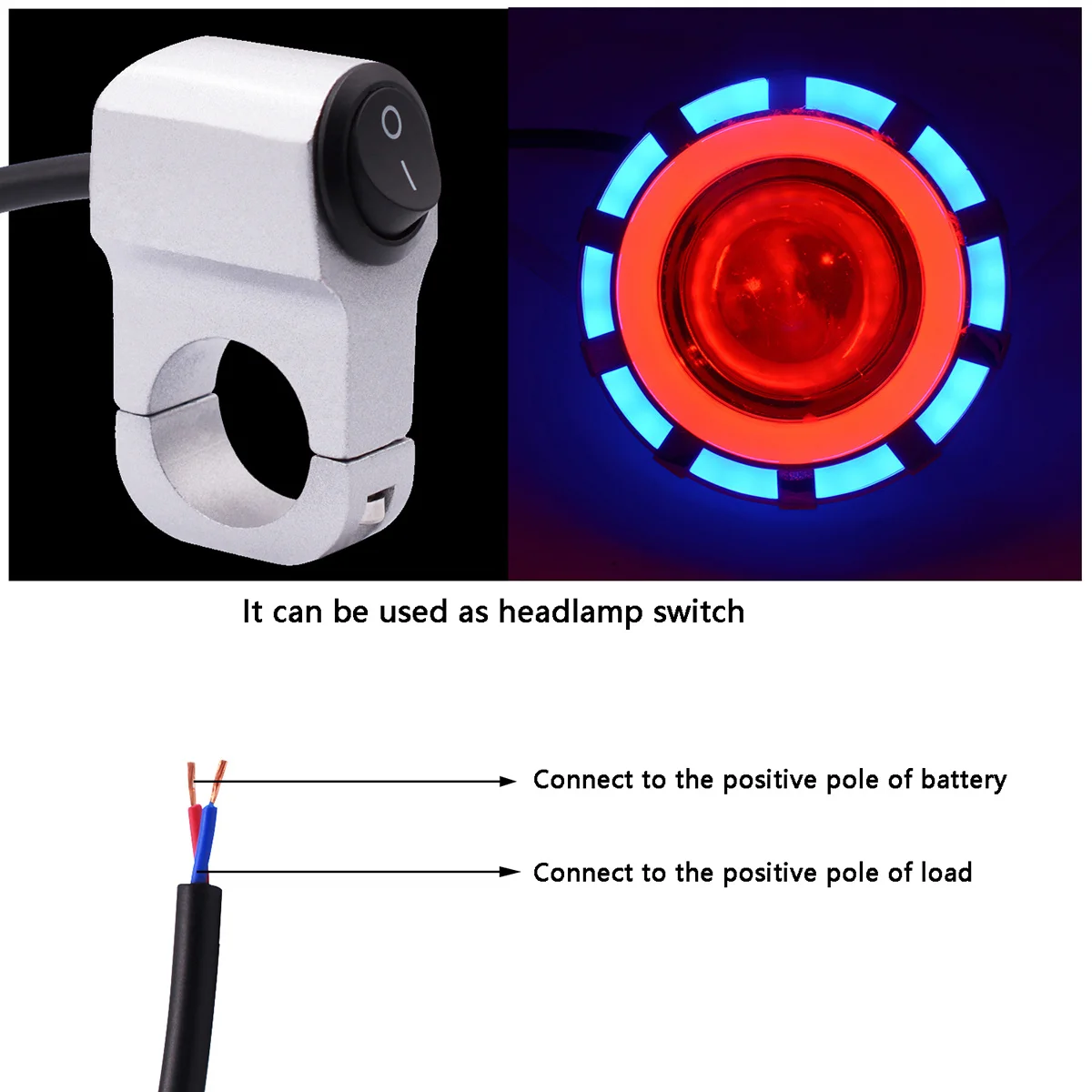 

Motorcycle Handlebar Switch 12V 2.2cm Waterproof on Off Headlight Button for Tricycle Atv Snow Scooter Motorcycle