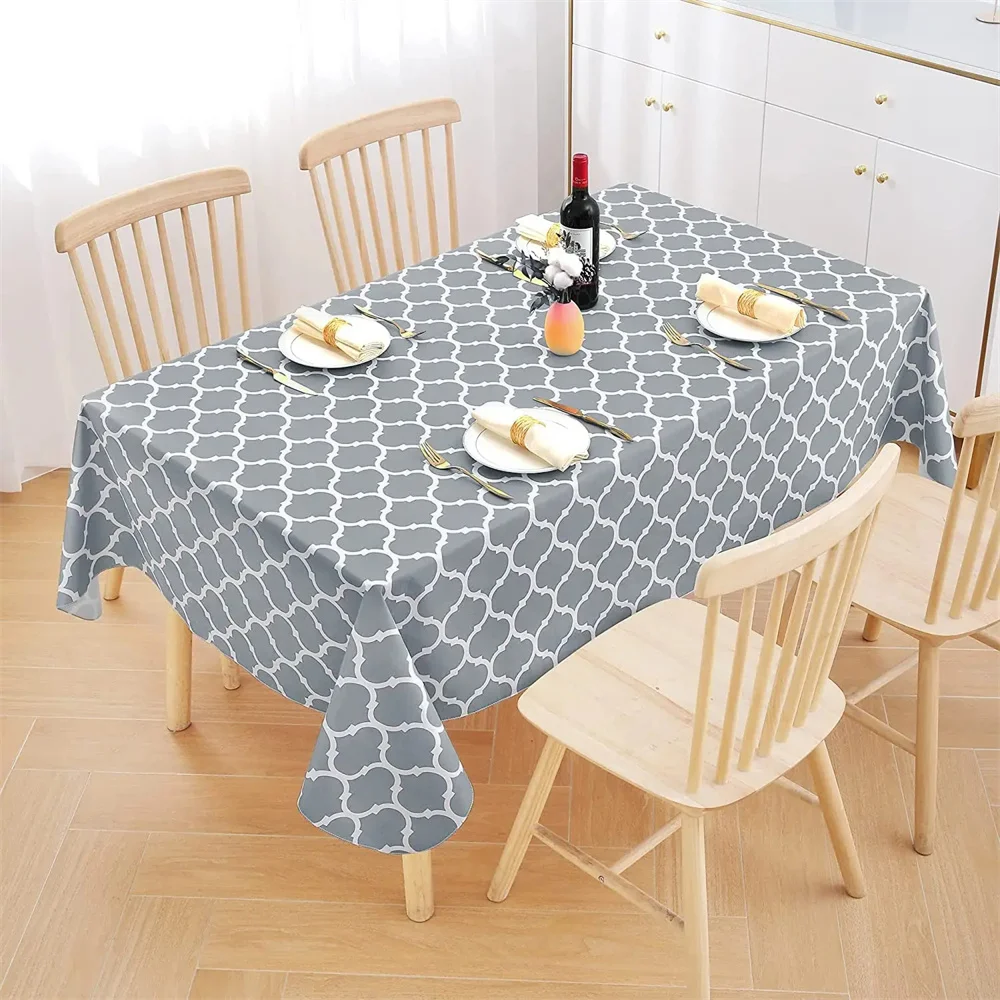 

Olanly Waterproof Tablecloth Heat-Resistant Rectangle PVC Table Cloth For Wedding Kitchen Dining Desk Moroccan Table Coat Cover