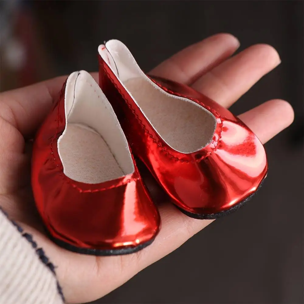 Dolls Decoration PU Leather PU Leather Doll Shoes Doll Shoes Mini Glossy Shiny Shoes 7cm White Reborn Doll Shoes Body Dolls