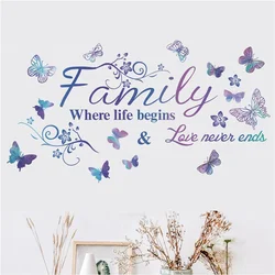 Purple Vinyl Family Butterfly Wall Sticker For Livingroom Wall Decals Lettering Art Words Home Decor Wedding Decoration Poste