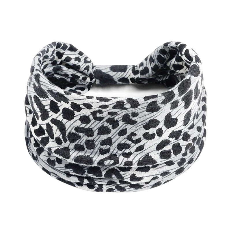 1pc fascia per Yoga con stampa leopardata alla moda per le donne-turbante sportivo con assorbimento del nodo largo per accessori per il Fitness e i