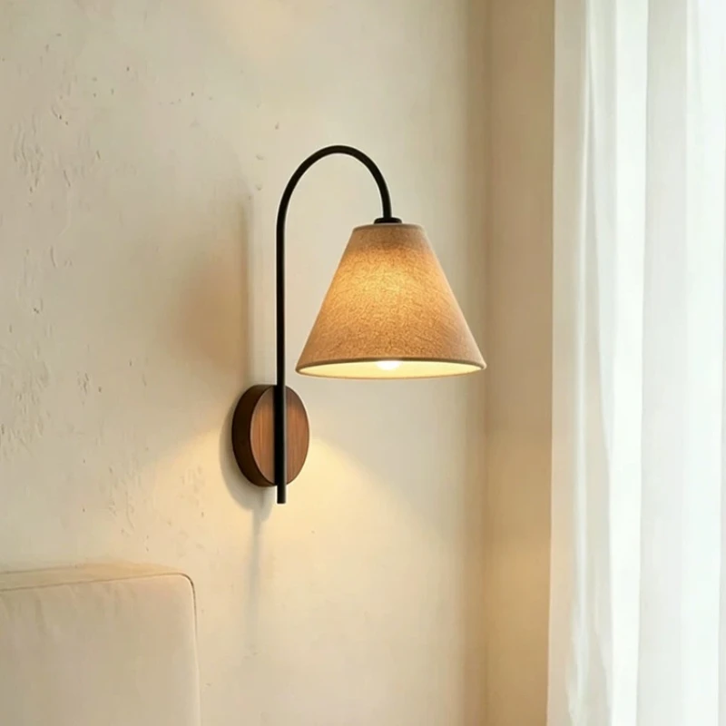 Japanese Retro Wall Lamps Textile Crafts Designer LED Wall Sconces Hotel Bedroom Hallway Headboard Indoor Atmosphere Luminaires