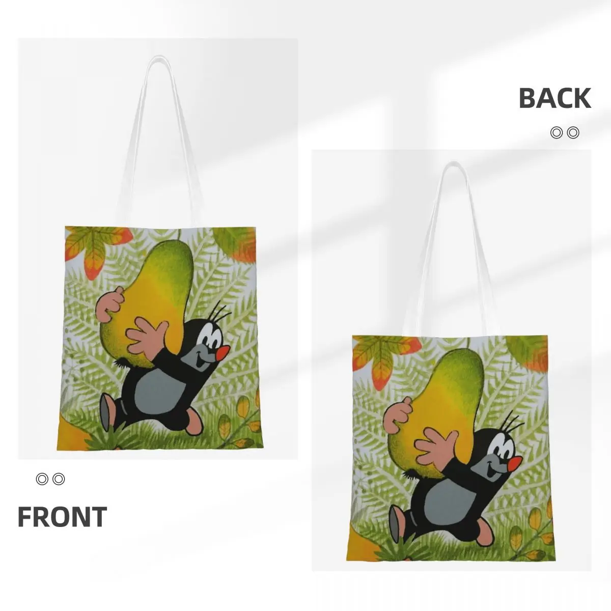 Mole Happy Krtek Shopping Bags Reusable Canvas The Tote Bag Girls Shoulder Tote Travel Handbag