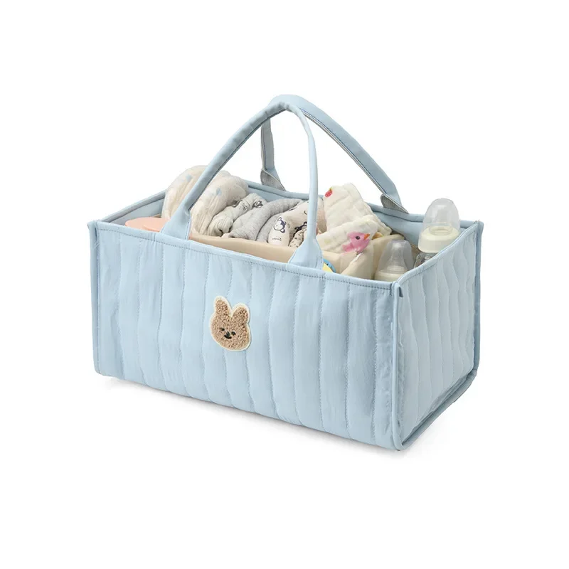Diaper Storage Bag, Durable Polyester Multi-Compartment Organizer, Portable Lightweight with Cute Bear Design Portable Storage