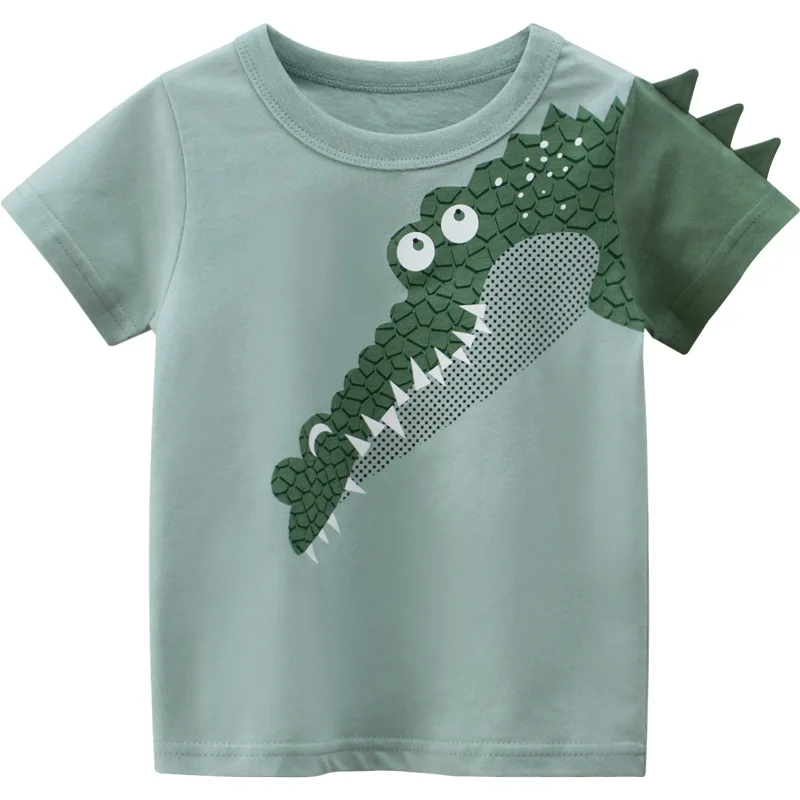 2-8T Crocodile Print Boys T Shirt Toddler Kid Summer Clothes Short Sleeve Cototn Tshirt For Boys Fashion Infant Top Chidrens Tee