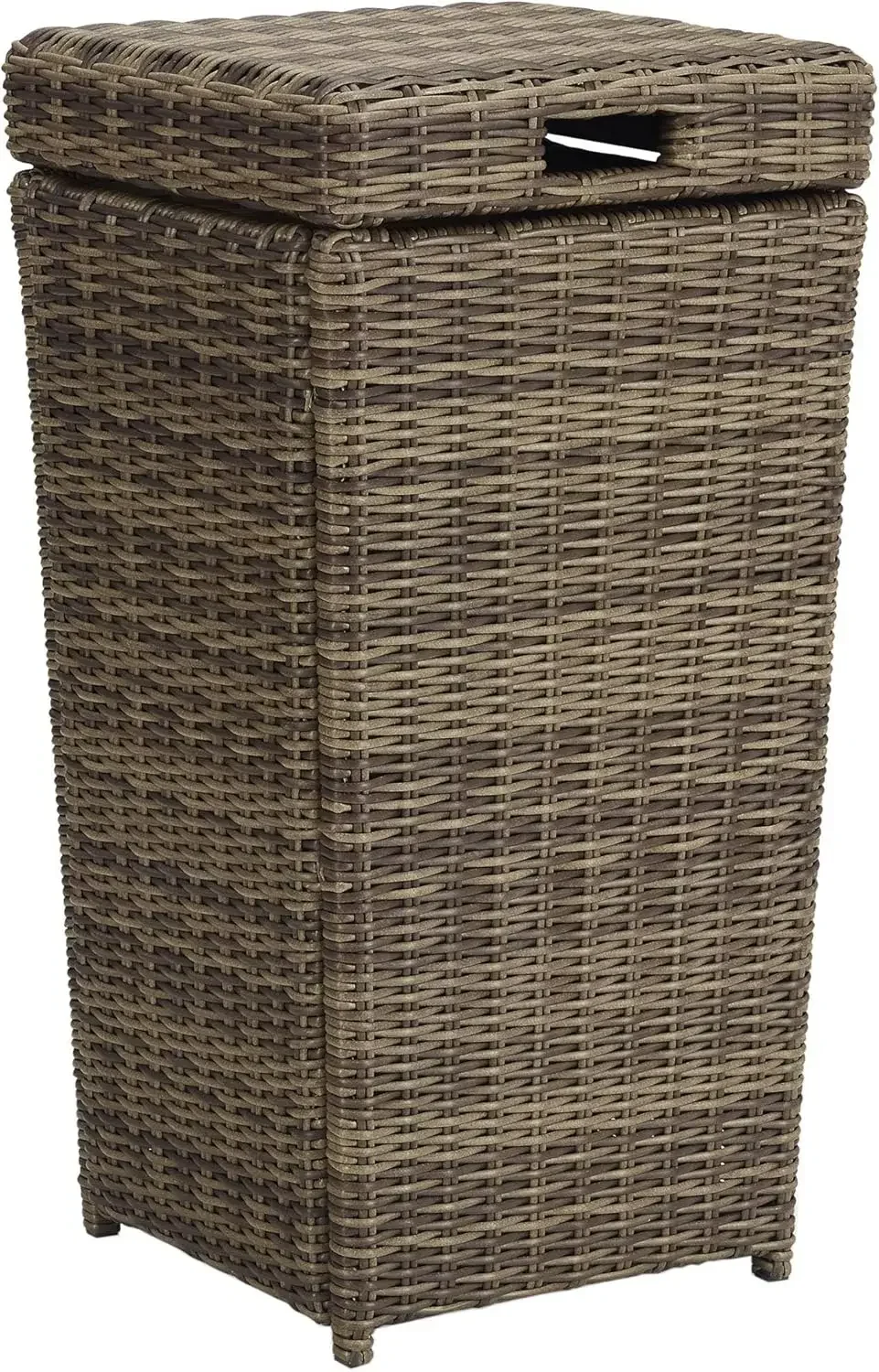 Crosley Furniture CO7306-WB Bradenton Outdoor Wicker Trash Bin, Weathered Brown