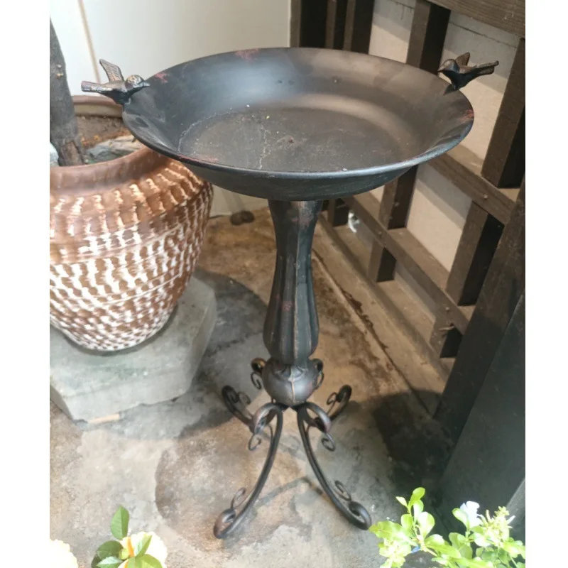 

*/*Villa Courtyard Wrought Iron Two Bird Feeder Bird Bathtub B & B Bird Food Pot Flower Stand
