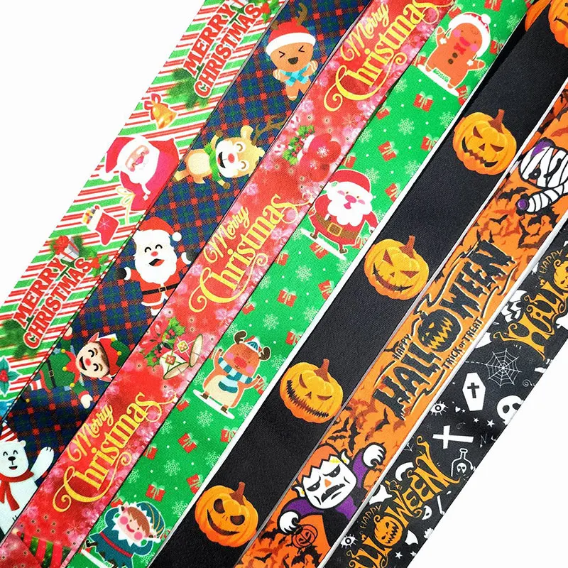 28Pcs Christmas Halloween Happy Mobile Phone Strap Long Badge Camera Strap Hanging Neck Lanyards