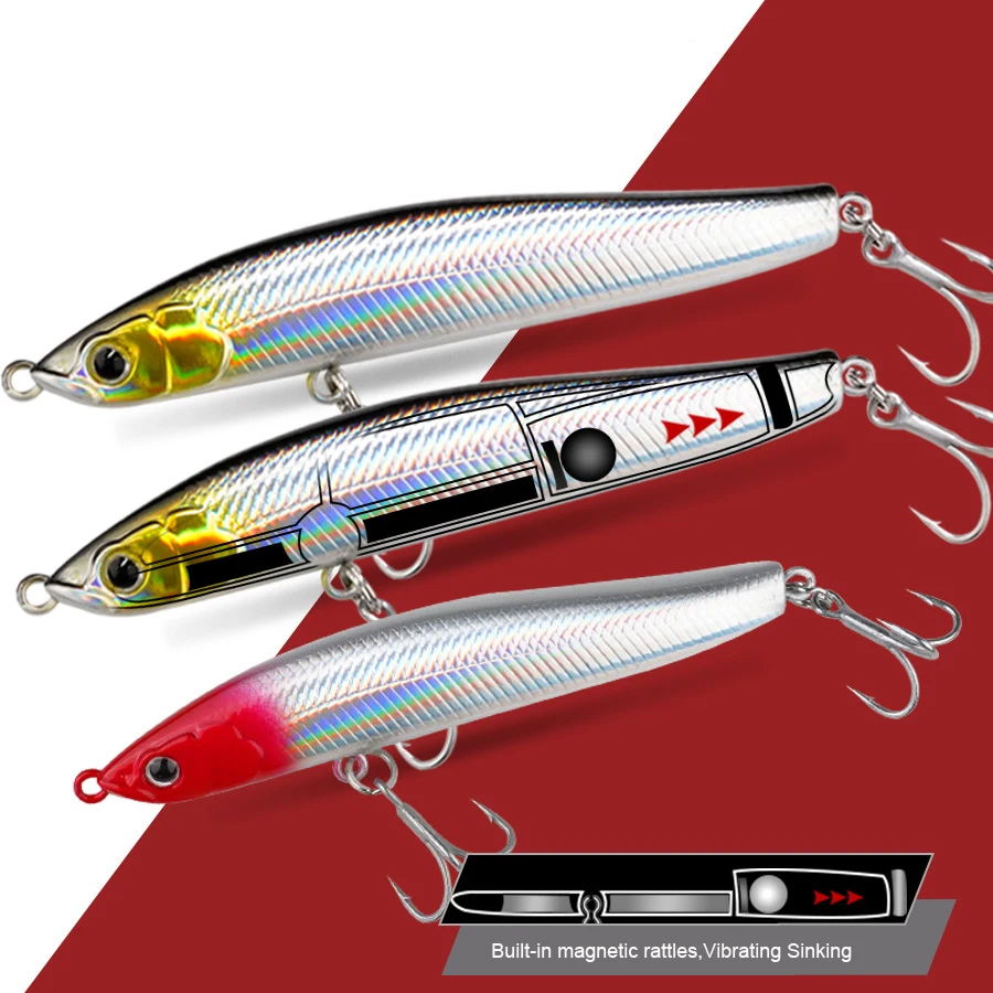 12g 16g Sinking Pencil Bait 10cm Spinning Fishing Lure Needle Swimbait Sinking Minnow Vibrating Wobbler Saltwater Hard Bait