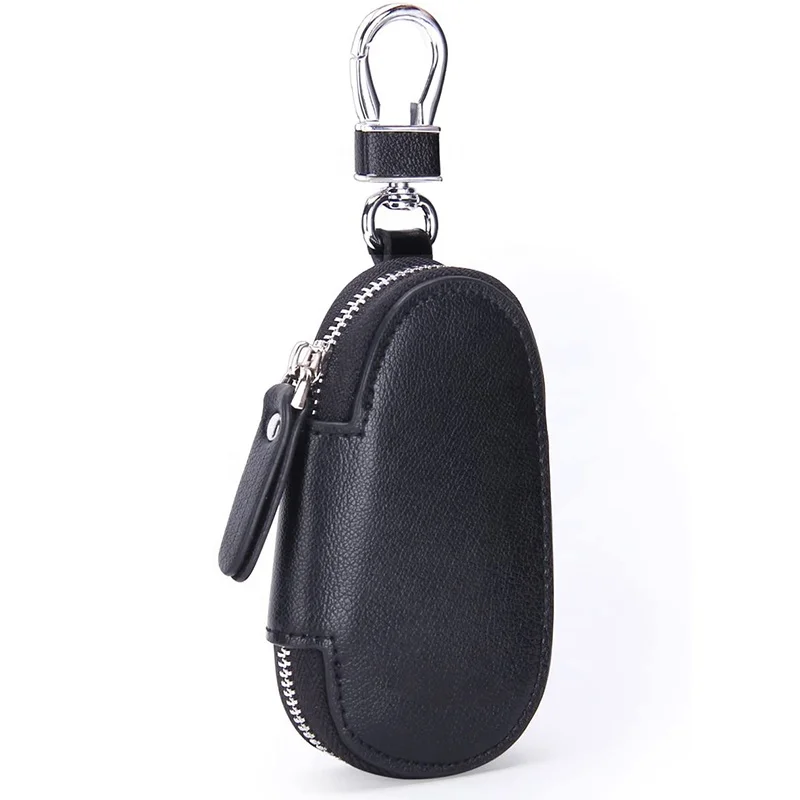 

Portable Universal PU Genuine Leather Car Auto Key Case Keychain Holder Bag Moto Metal Zipper Key Storage Pouch Wallet Bag