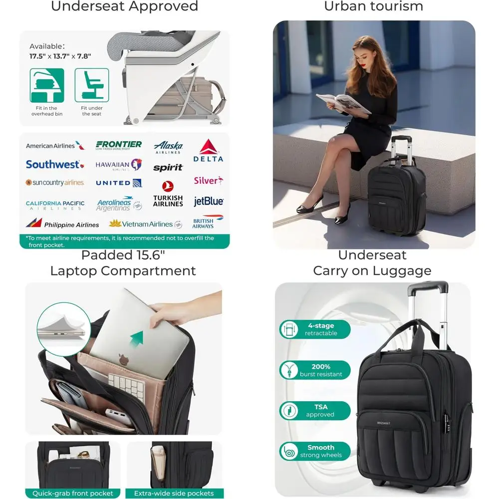 

Компактный 16-дюймовый чемодан на колесиках для ручной клади, легкий дорожный чемодан для женщин, вневременной стиль