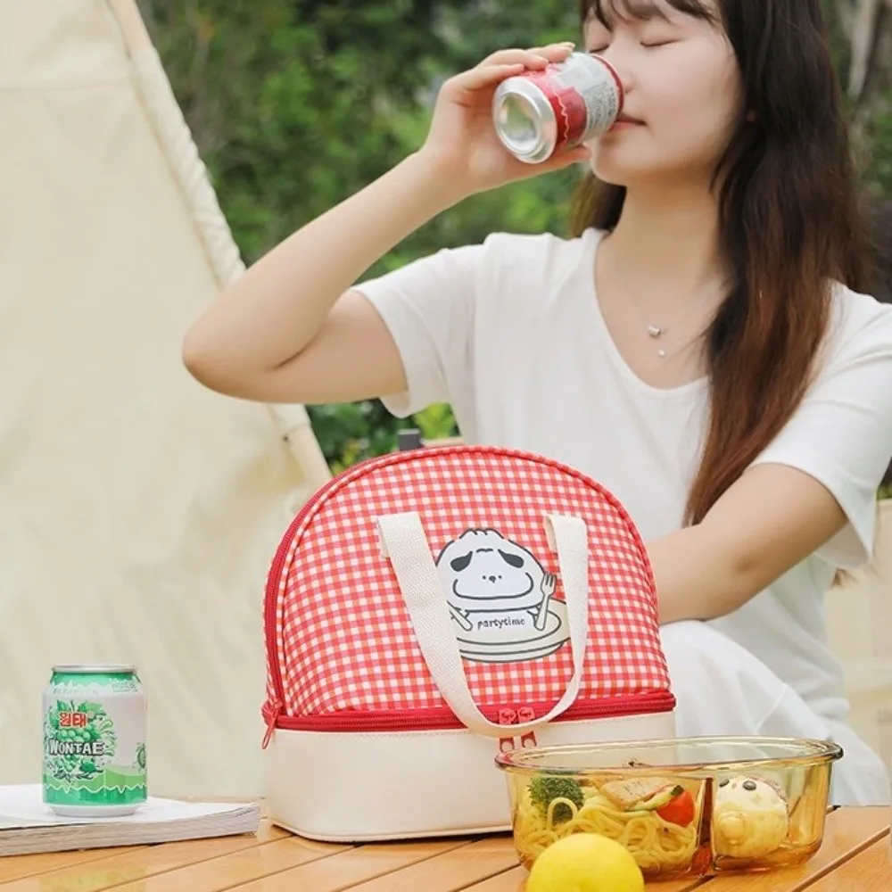 더블 레이어 만화 점심 가방 절연 열 대용량 피크닉 가방 누출 방지 경량 절연 토트 백