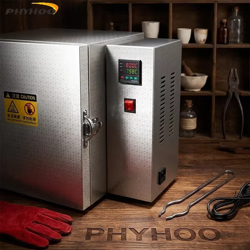 PHYHOO 1500W Jewelry Burnout Furnace 800C Max Digital Electric Oven Machine for Investment Casting Wax Elimination Metal Clay