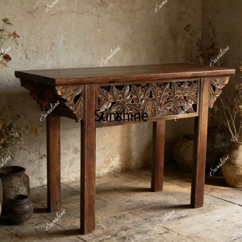 Solid wood entrance table carved table wall table entrance platform