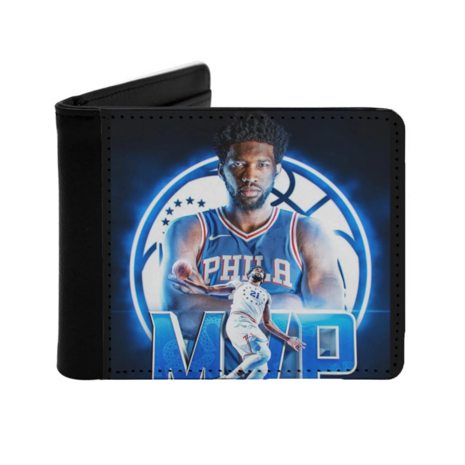 Mvp Joel Embiid Philadelphia Sports Art Leather Men Wallets Credit Card Holder Purse Black Wallet Personalized Print Vintage