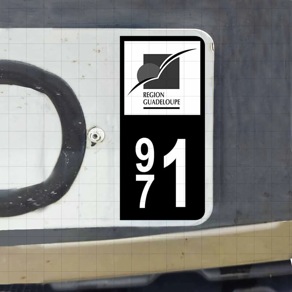 2/4pcs France Guadeloupe 971 Car Plate Sticker BIS Black EU Letter Vehicle Registration Decal Self Adhesive