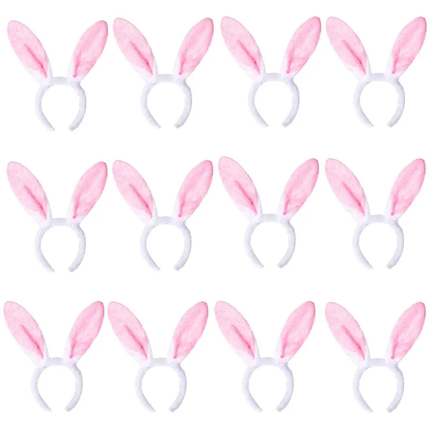 

12pcs Soft Pink Faux Fur Rabbit Ear Headbands, 11.81" - Perfect for Women's Easter Celebrations & Themed Events