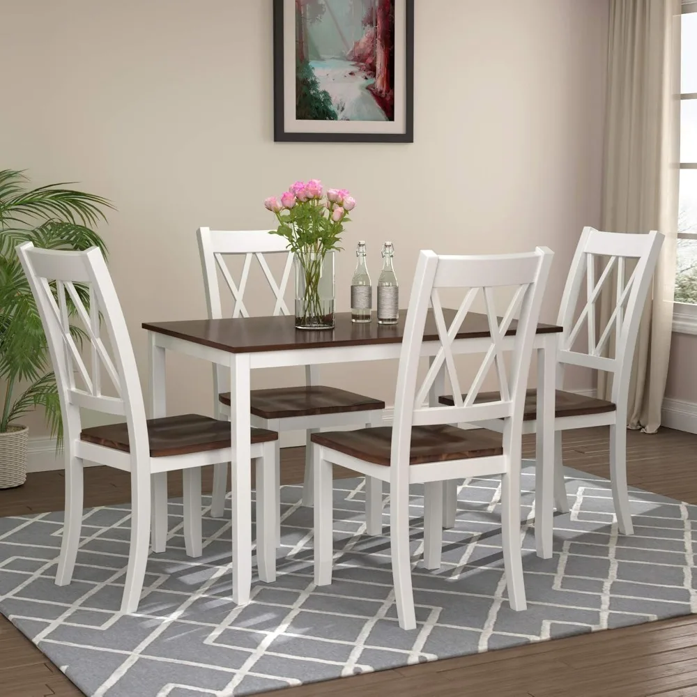 

5 Pieces Kicthen Dining Room Set Dining Table Set with Chairs Mid Century Style Wood Dinette Table Set for Home Family Dining