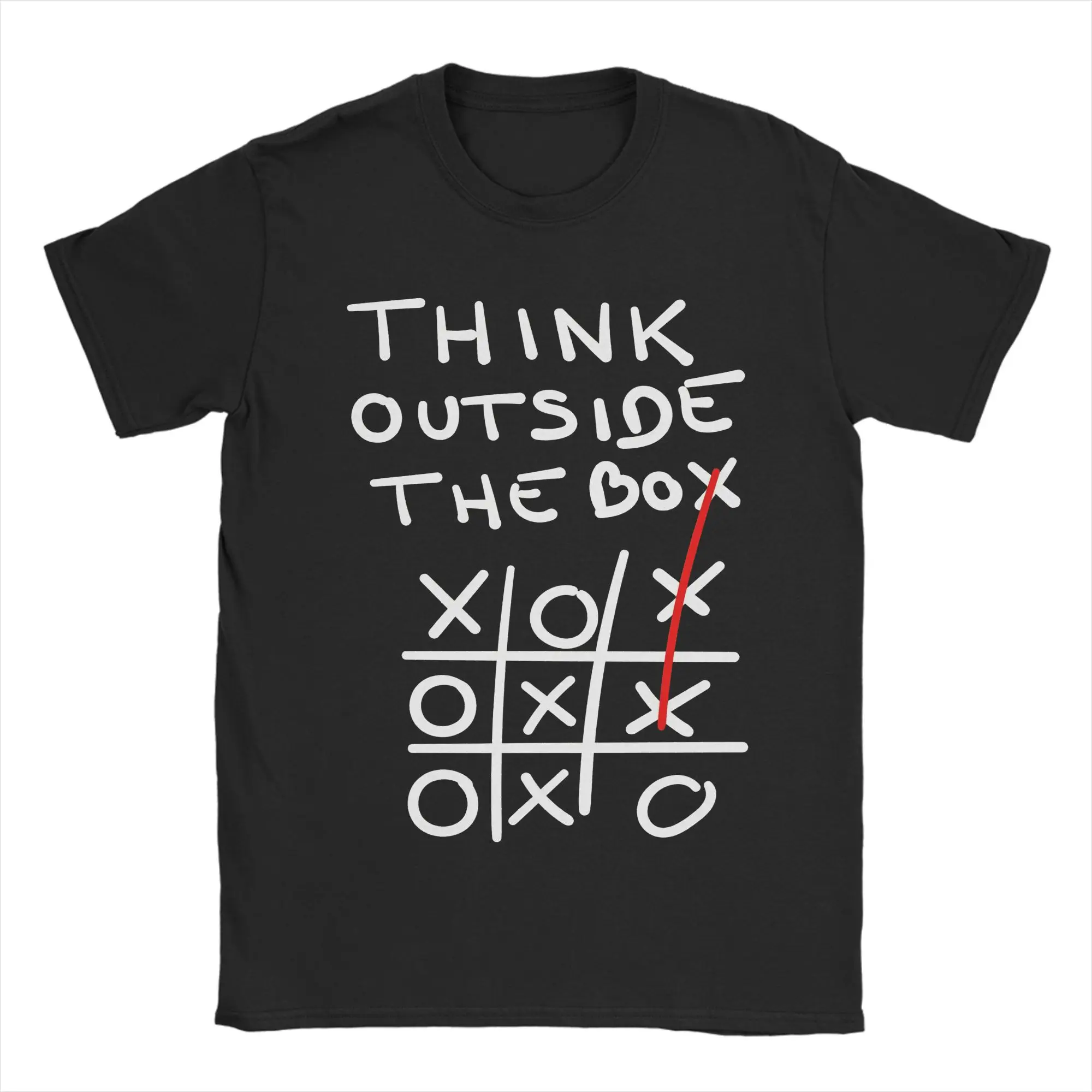 Think Outside The Box Tic Tac Toe  T Shirt Summer  Novelty T-Shirts Male Pure Cotton Comfortable 4XL 5XL 6XL Tees Classic Tops