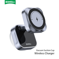 Bonola Vacuum Magnetic Car Phone Holder 15W Wireless Charger for iPhone16 15 14 13 12 Pro Suction Cup Stand Use in Mirror/Glass