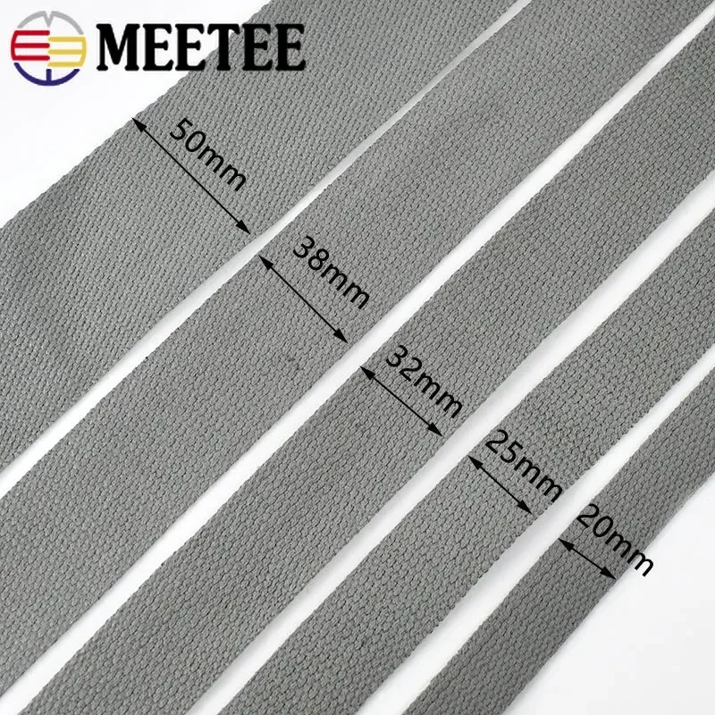 10Meters Meetee 20-38mm 1.5mm Thick Canvas Cotton Webbing Backpack Bag Strap Band Clothes Ribbon Tapes DIY Sewing Accessories