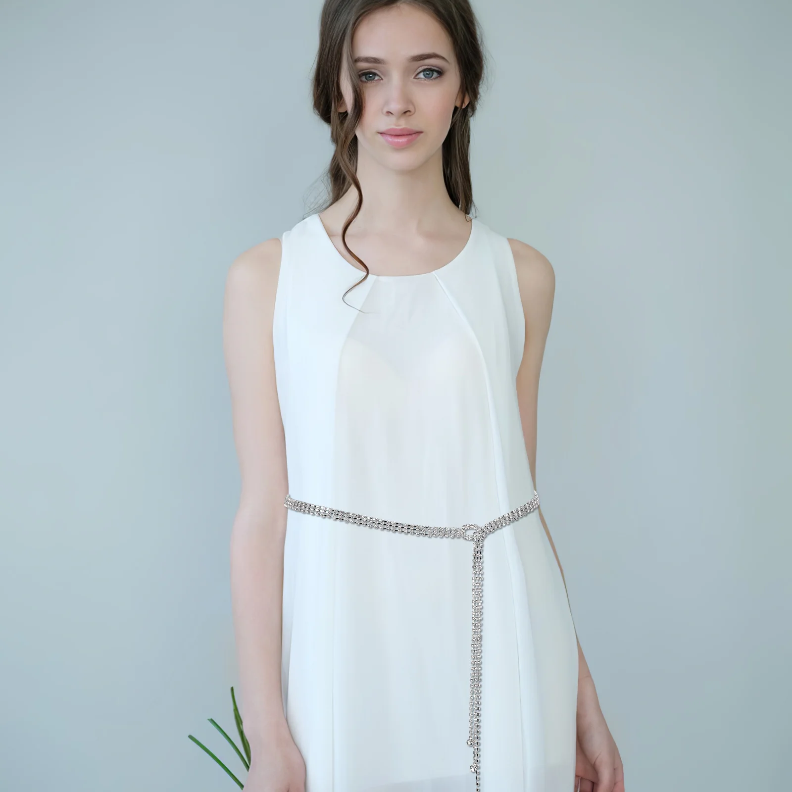 Rhinestone Waist Chain Belt Women Adjustable Sparkling Belly Chain Body Jewelry Wedding Party Formal Dress Accessory