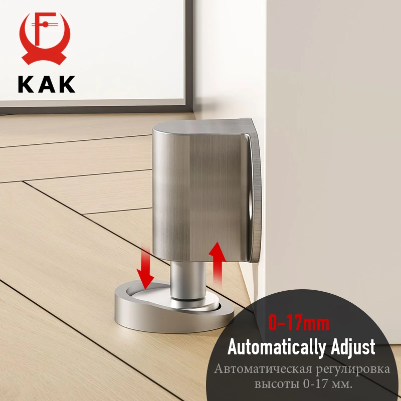 KAK Adjustable Magnetic Door Stopper Nail-free Zinc Alloy Hidden Door Holder Floor Mounted Door Stop Wind-proof Door Hardware