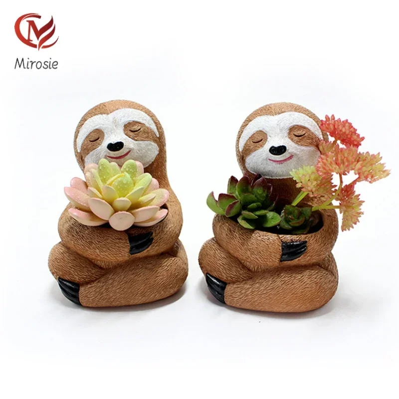 Mirosie 3D Concrete Flower Pot Silicone Mold Sloth Panda Fox  Aromatherapy Plaster Mold Resin Mold Silicone Concrete Molds