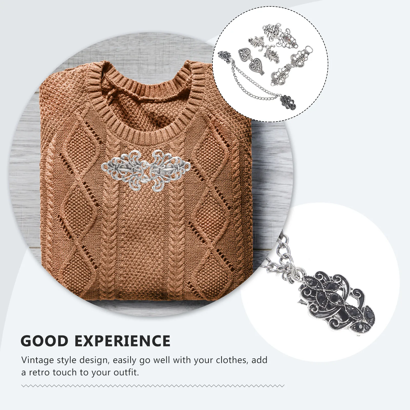 

5Pcs Elegant Zinc Alloy Cardigan Clips Vintage Design for Women's Outfit Attractive Dress Accessory