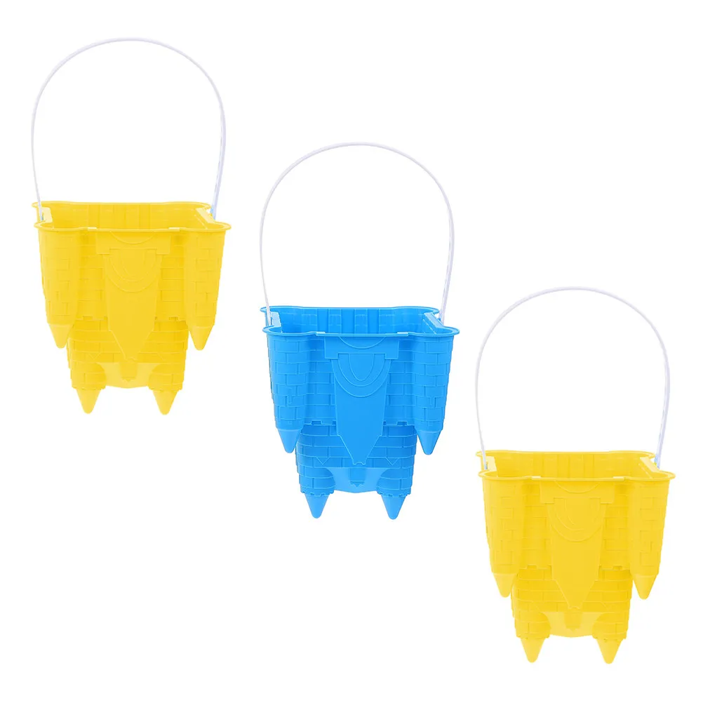 Kids Beach Sand Bucket Set 3 Piece Lightweight Castle Building Molds Toy Storage Pails