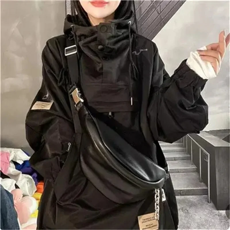 

2023 New Hooded Coat Women's Early Spring New Loose Versatile Slim Top Long Sleeve Pullover Mid length Outerwear Women's Trend