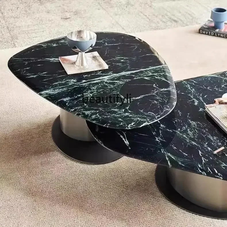 M178 QMarble living room coffee table new minimalist light luxury designer special-shaped luxury stone tea table