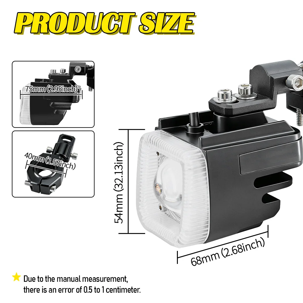 100W Motorcycle Headlight Fog Lights Led Auxiliary Driving Light Spotlight Headlamp Dual Color Flasher Farol Moto Fog Lamp.