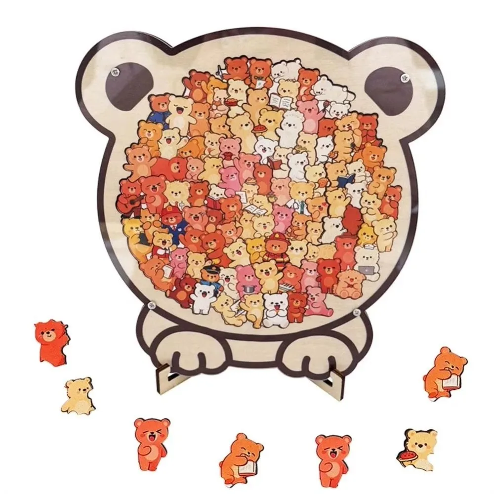 Gifts Cartoon Wooden Puzzle Toy Animal Dog Cat Bear Theme Fun Educational Toys Stress Relief Jigsaw Puzzle Puppy Home Decor