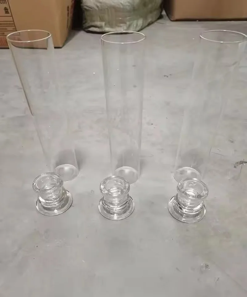 30pcs 9.8 inch Clear Candlestick , Hurricane Glass Candle Sticks Holders for Table Centerpiece Wedding Party Dining Event Decor