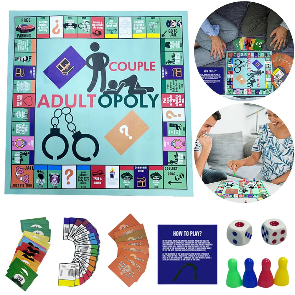 Adultopoly Board Game Couple Adult Opoly Board Game Portable Couple Game Entertainment Board Game for Boyfriend Girlfriend