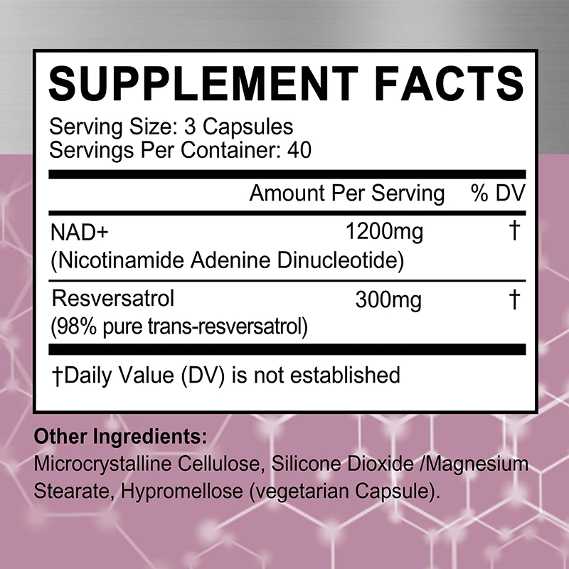 NAD + Resvératrol - Booster cellulaire anti-âge, Booster NAD+, Alternative du rubanoside de nicotinamide, énergie naturelle et santé cellulaire