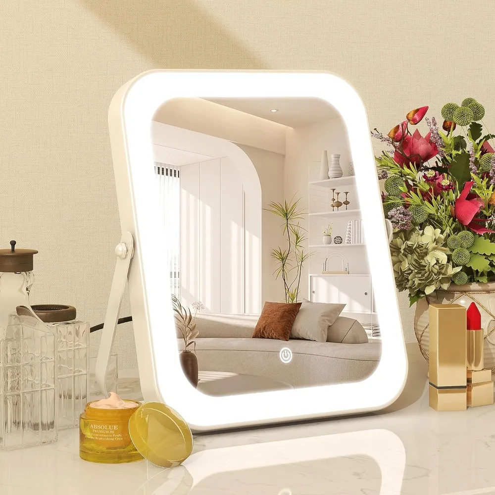 8"x10" Lighted Vanity Mirror Makeup Mirror with Light Dimmable Touch Screen Portable Travel Mirror with