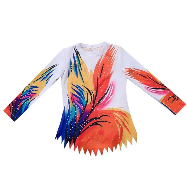 Competitive aerobics long-sleeved short-length performance suit for primary school students in rhythmic gymnastics