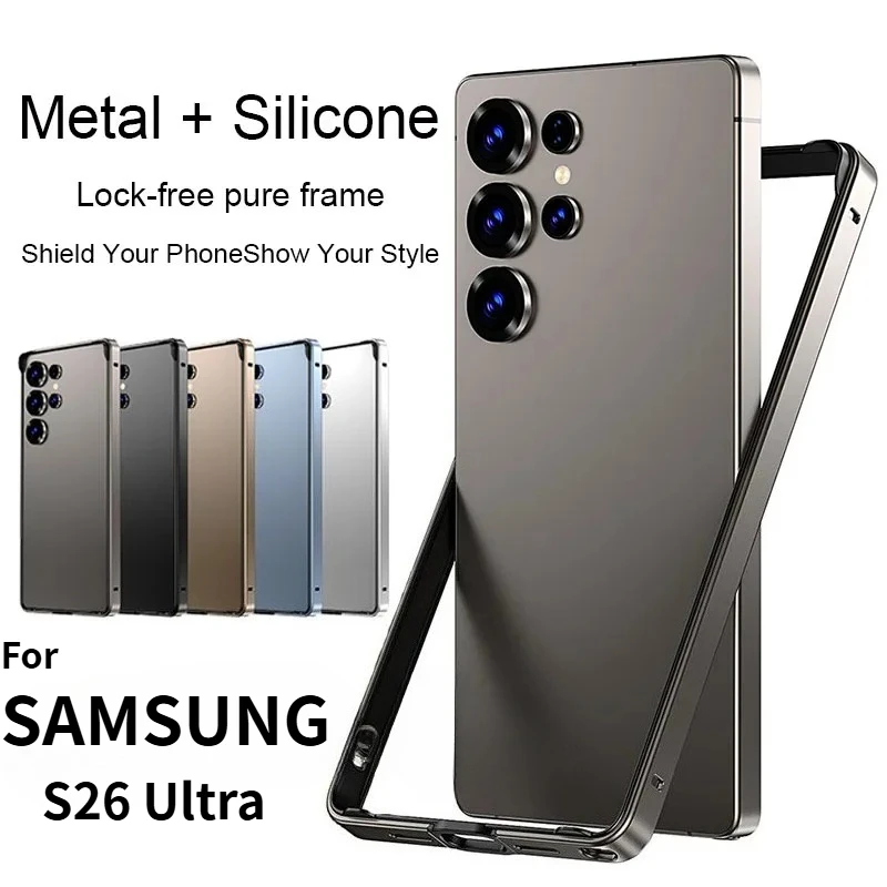 Aluminum Metal Frame Bumper Case for Samsung S26 Ultra S25 S24Plus Original Device Rugged Armor Anti Drop Heat Dissipation Cover