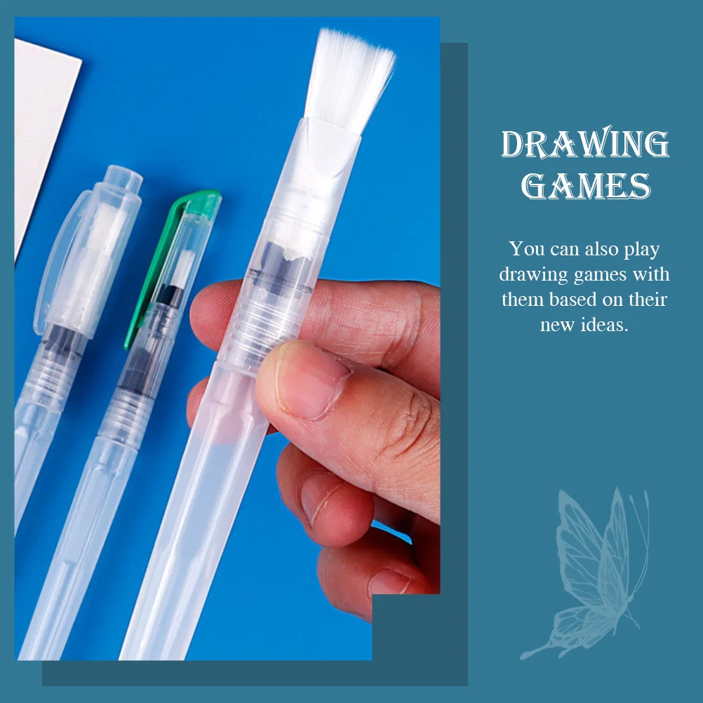 6 قطع من فرش طلاء حقن المياه من البلاستيك الشفاف، فرش تلوين مائية محمولة خفيفة الوزن مناسبة لـ