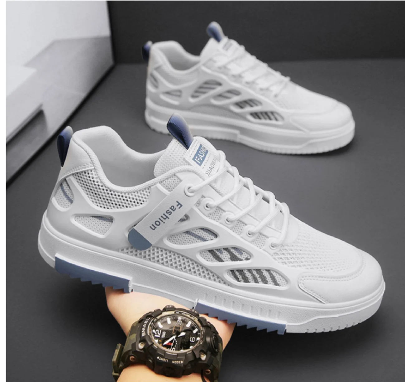 Chaussures pour hommes été respirant maille supérieure chaussures décontractées version coréenne de la tendance polyvalentes loisirs skateboard chaussures pour étudiant