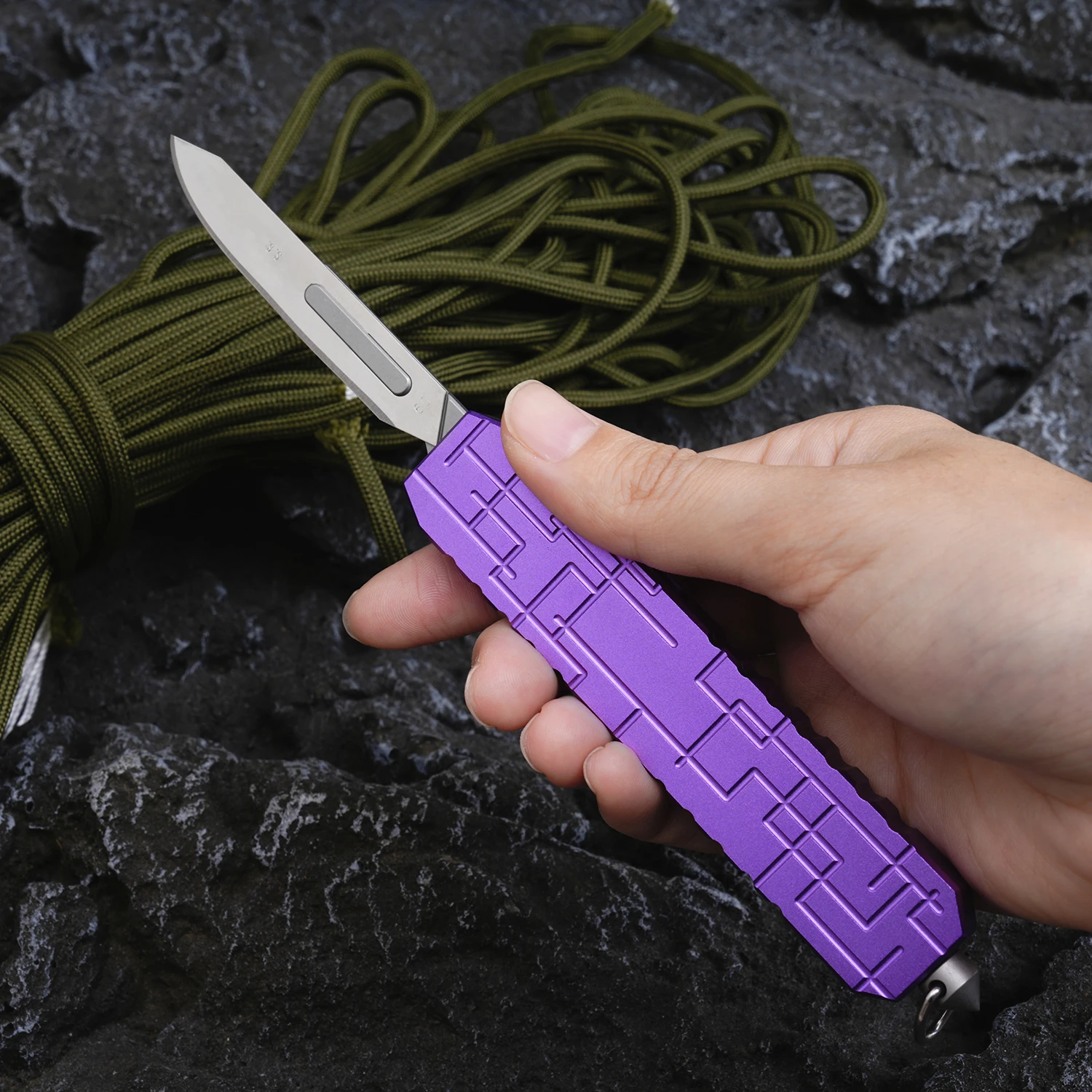 Aluminum Alloy Cutter knife Folding knife Utility Knife Woodworking Tool Detachable Blade Portable EDC With clip Purple handle