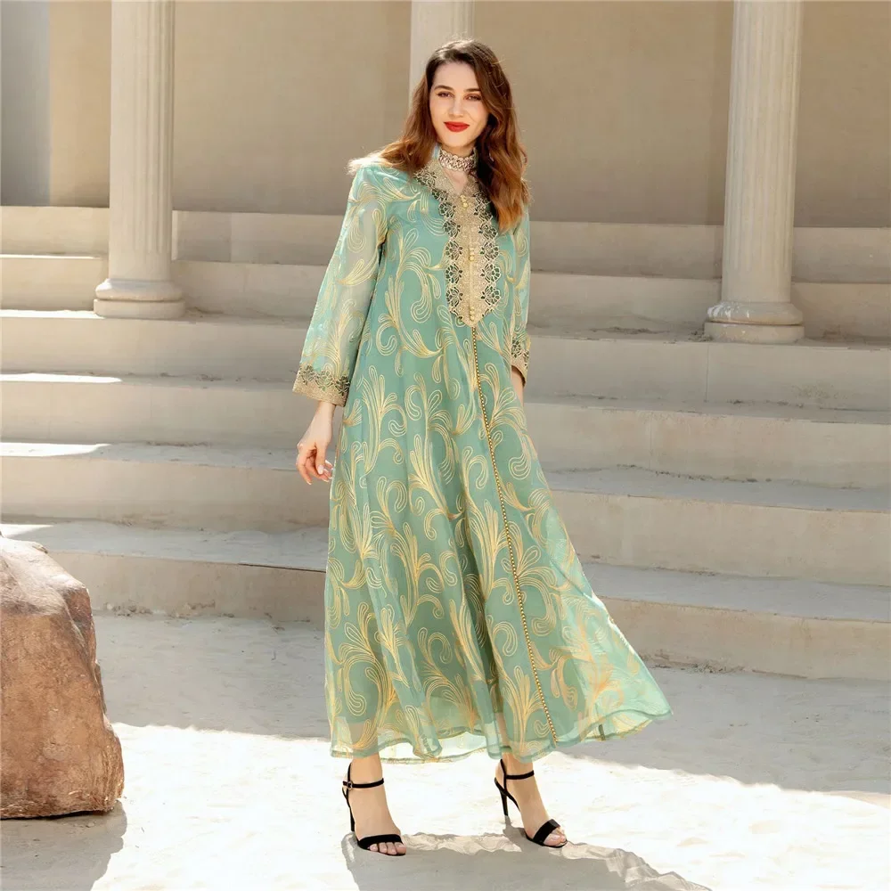 Robes de soirée Eid pour femmes broderie Marocain caftan Ramadan Djellaba robe musulmane dubaï turc Abaya islamique Jalabiya Abayas