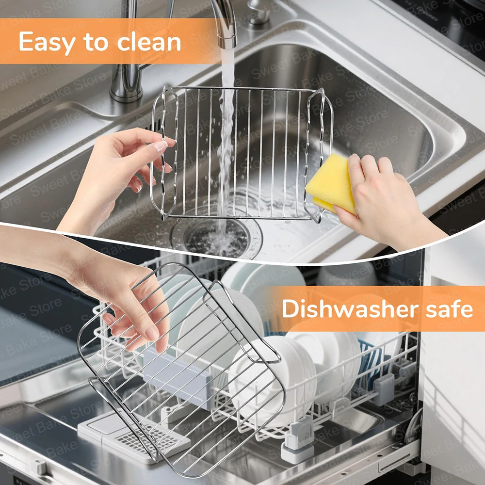 2 شبكات شواء مقلاة هوائية كبيرة مع 4 أسياخ لـ Ninja AF500EU، COSORI Twinfry 10L/Dual Zone 8.5L، Cookwise، Russell Hobbs 9L